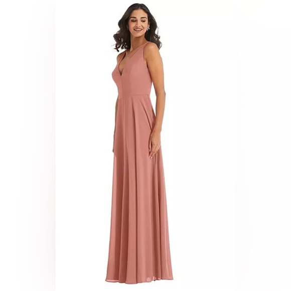 New After Six Women's Deep V-Neck Chiffon Maxi Dress Size 8R - Picture 2 of 5